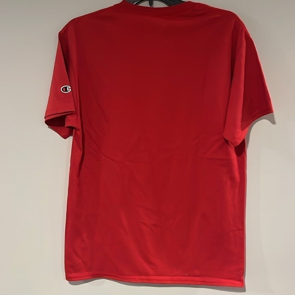 🆕 Men’s Patriotic Champion Red Tee with Blue Letters and White Stars Size M - Picture 6 of 9